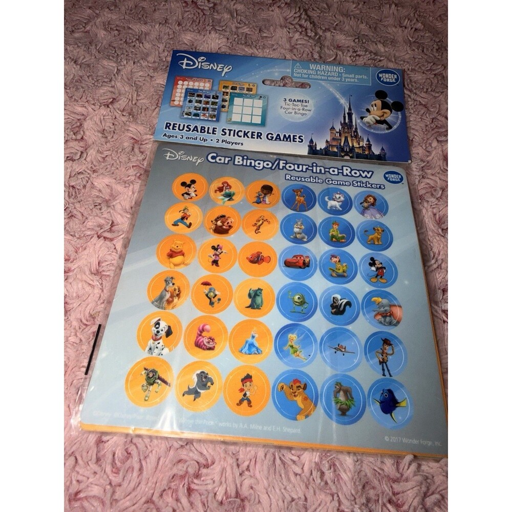 Disney Reusable Sticker Games Characters Bingo Four In A Row Travel Game Tic Tac